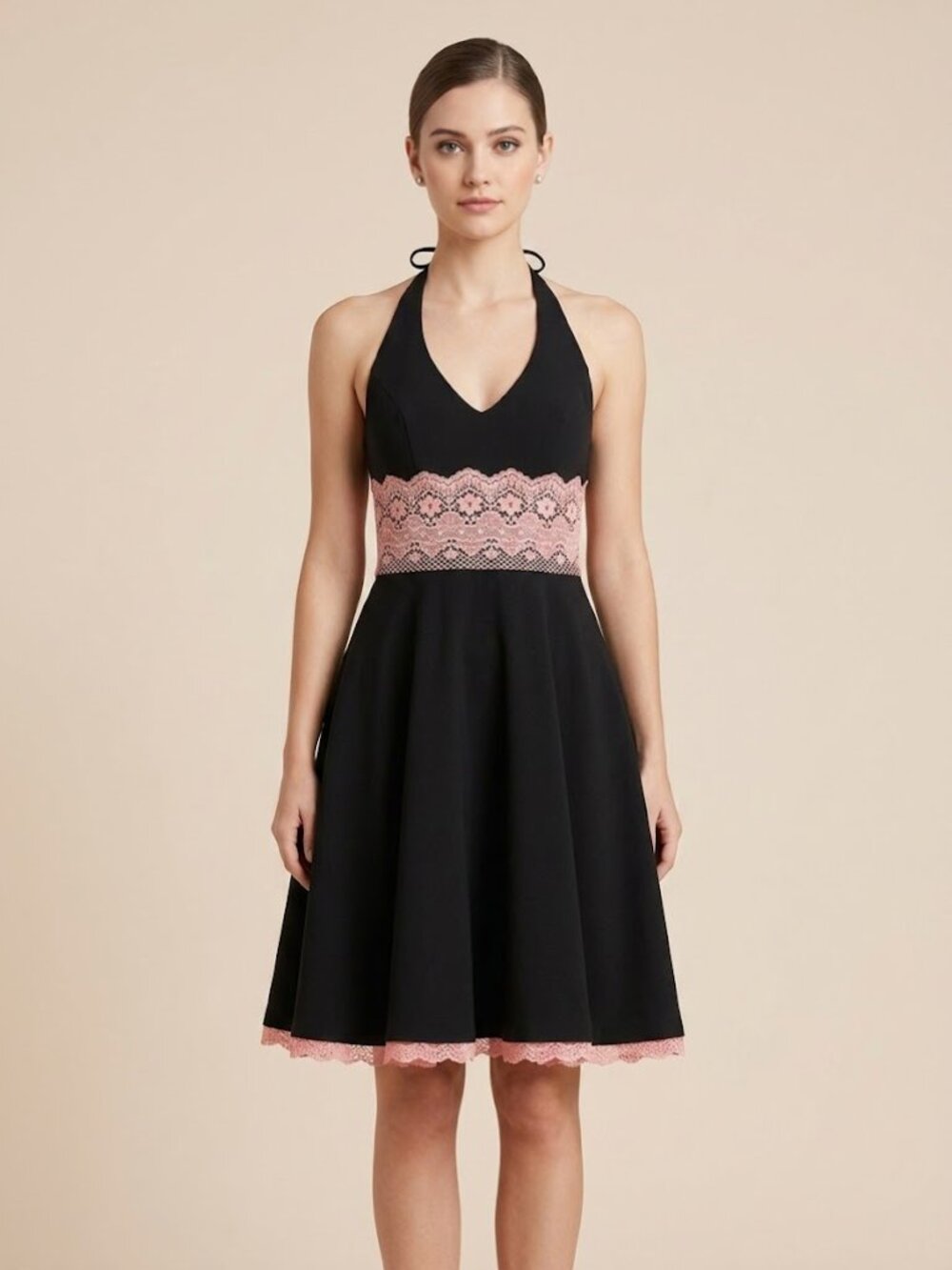B. Darlin Elegant Black and Pink Lace Dress size 3 / 4